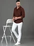 HERE&NOW Slim Fit Long Sleeve Spread Collar Casual Shirt